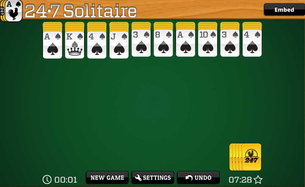 spider solitaire setup