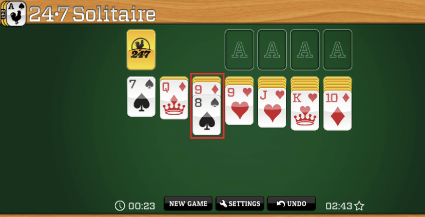 solitaire cards alternate colors