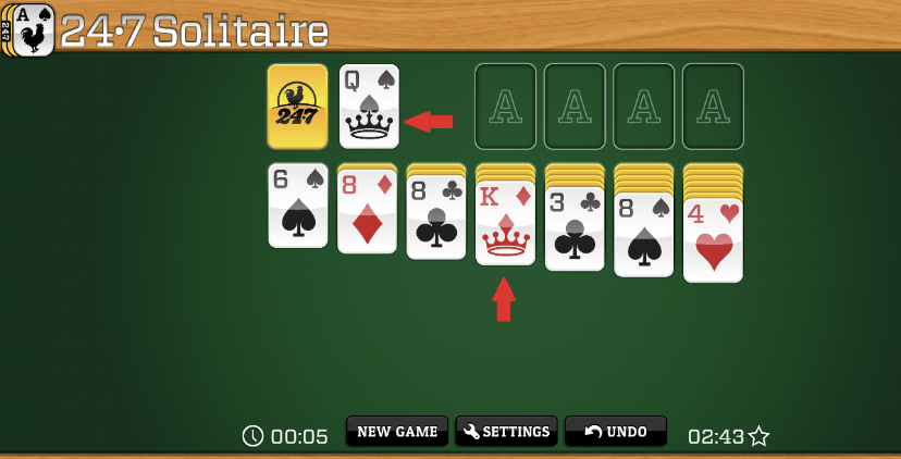 moving solitaire cards