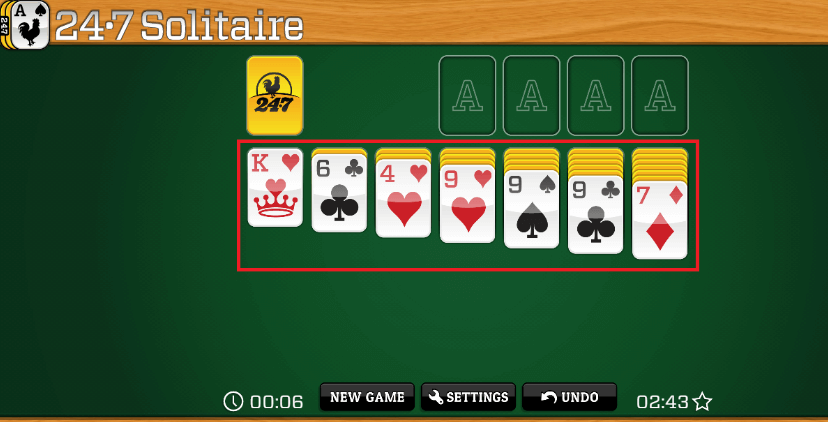 solitaire card setup