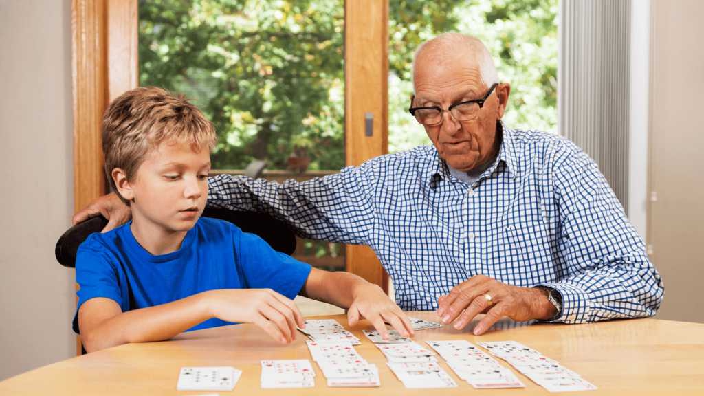 playing solitaire with a grandparent